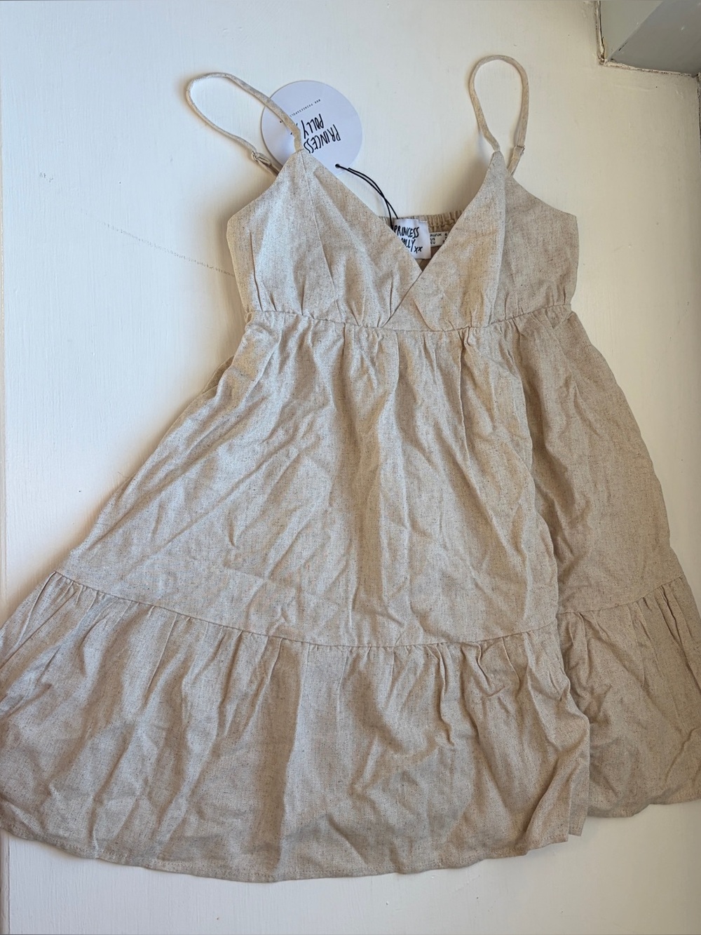 Princess Polly Cream Tiered Cotton Sundress